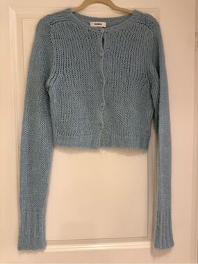 Guizio Blue Fuzzy Cardigan Sweater